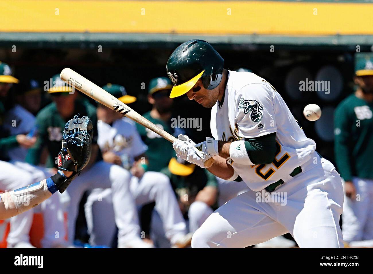 Oakland Athletics center fielder Ramon Laureano cannot catch a single hit  by Houston Astros' Aledmys Diaz during the fifth inning of a baseball game  in Oakland, Calif., Friday, July 8, 2022. (AP