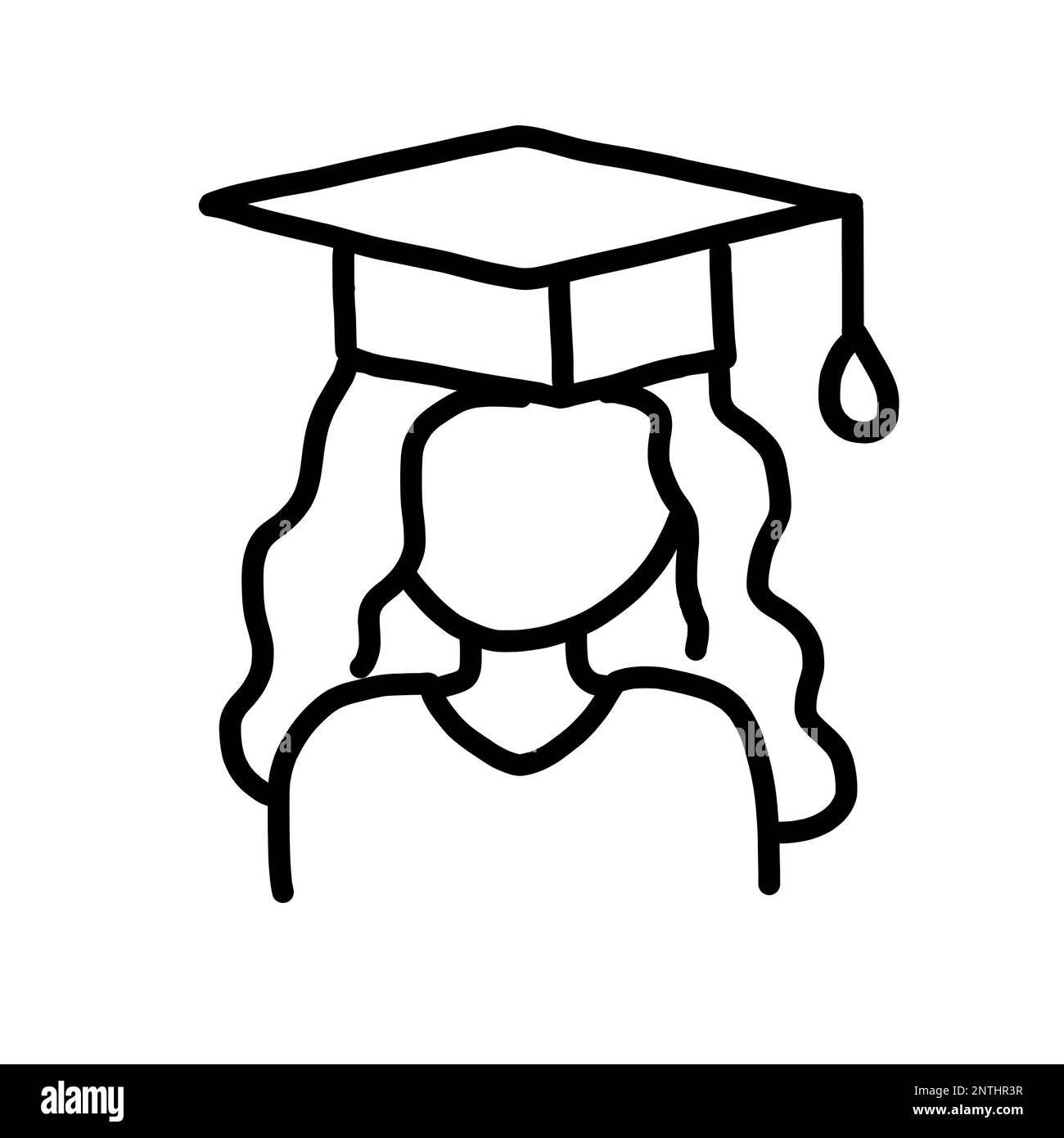 Graduate student icon in cartoon outline doodle style. Vector ...