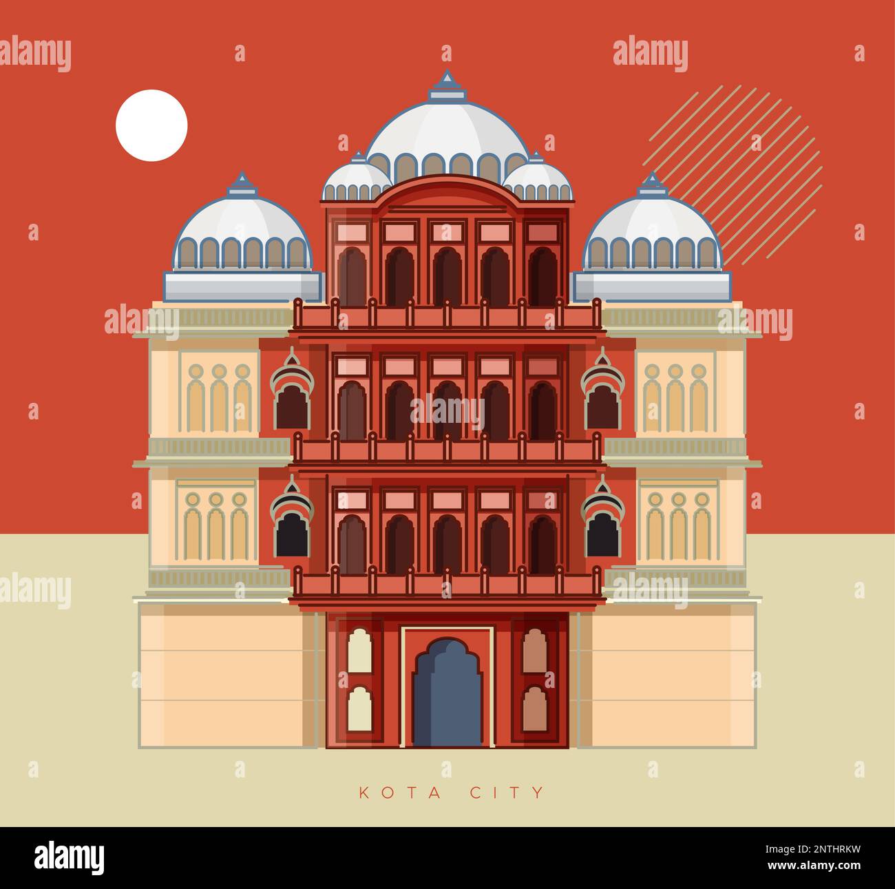 Kota City - Garh Palace - Icon Illustration  as EPS 10 File Stock Vector