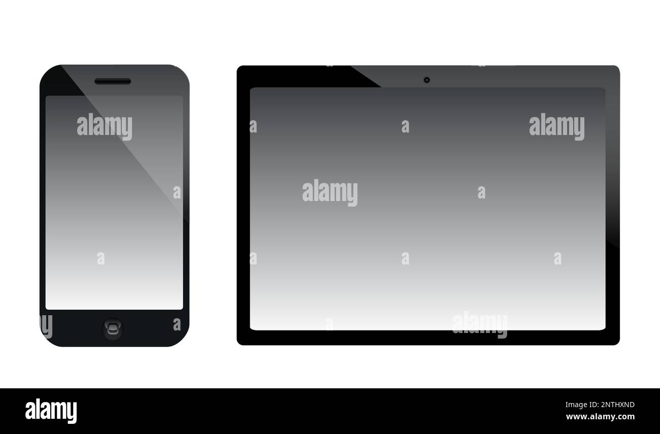 Mobile devices shapes, a smartphone and a tablet isolated over white