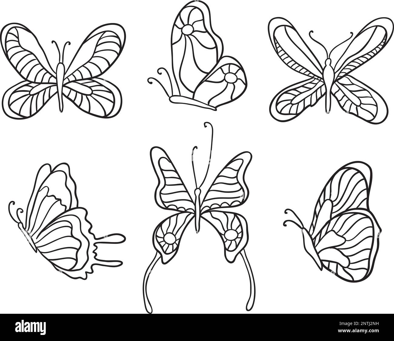 Set of butterflies. Butterfly icons isolated on transparent background ...