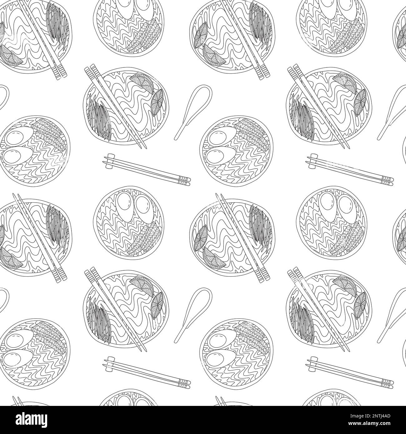 Vector Pad Thai noodles seamless pattern Stock Vector