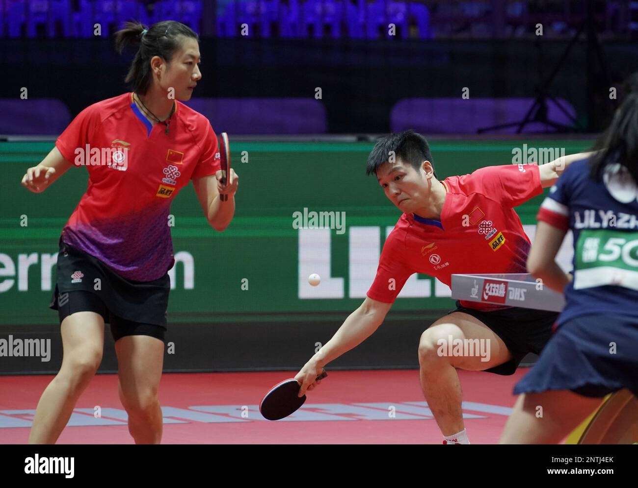China's FAN Zhendong CHN and DING Ning CHN compete during the Mixed ...