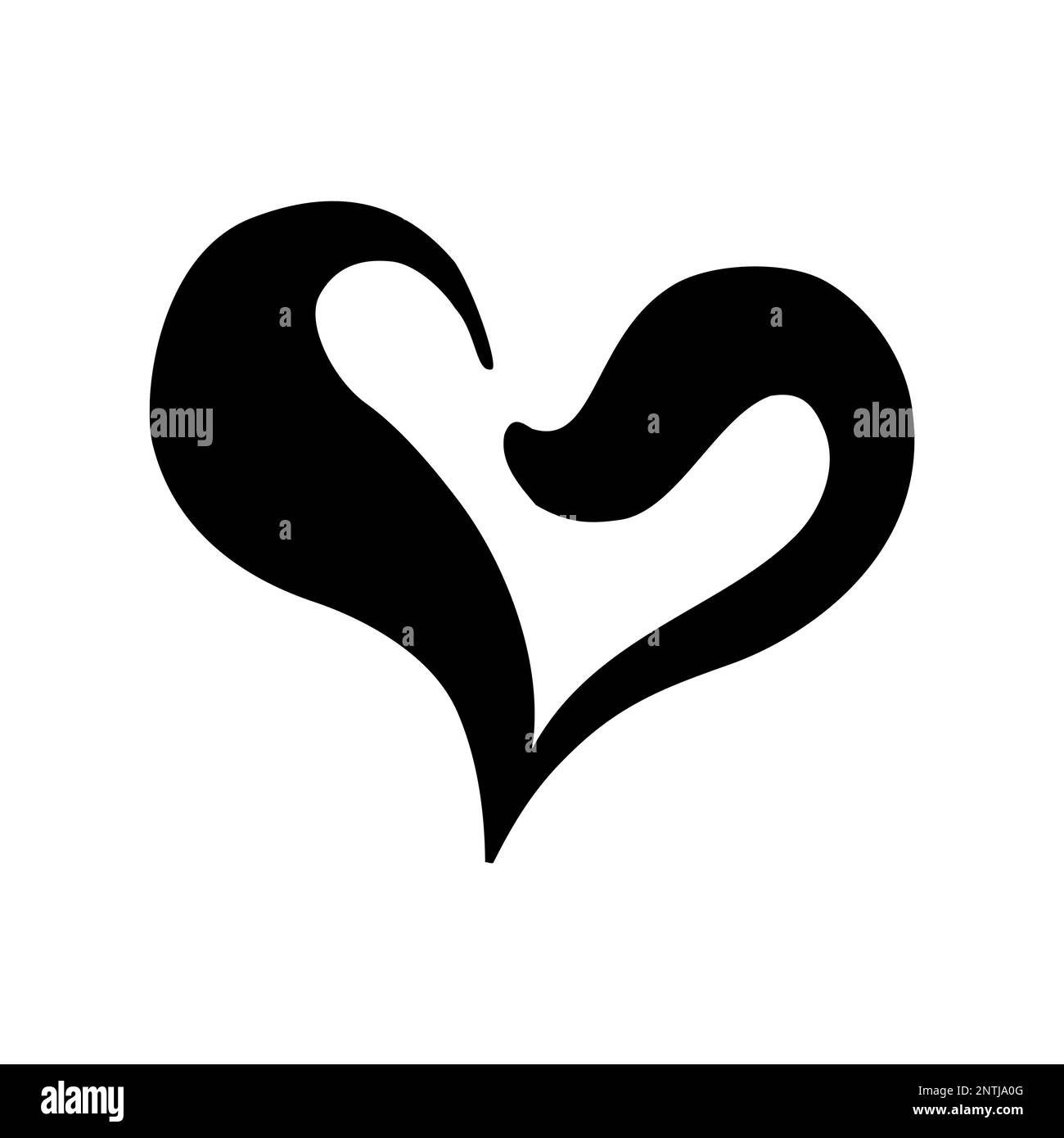 Heart hand drawn with ink brush isolated on white background Stock ...