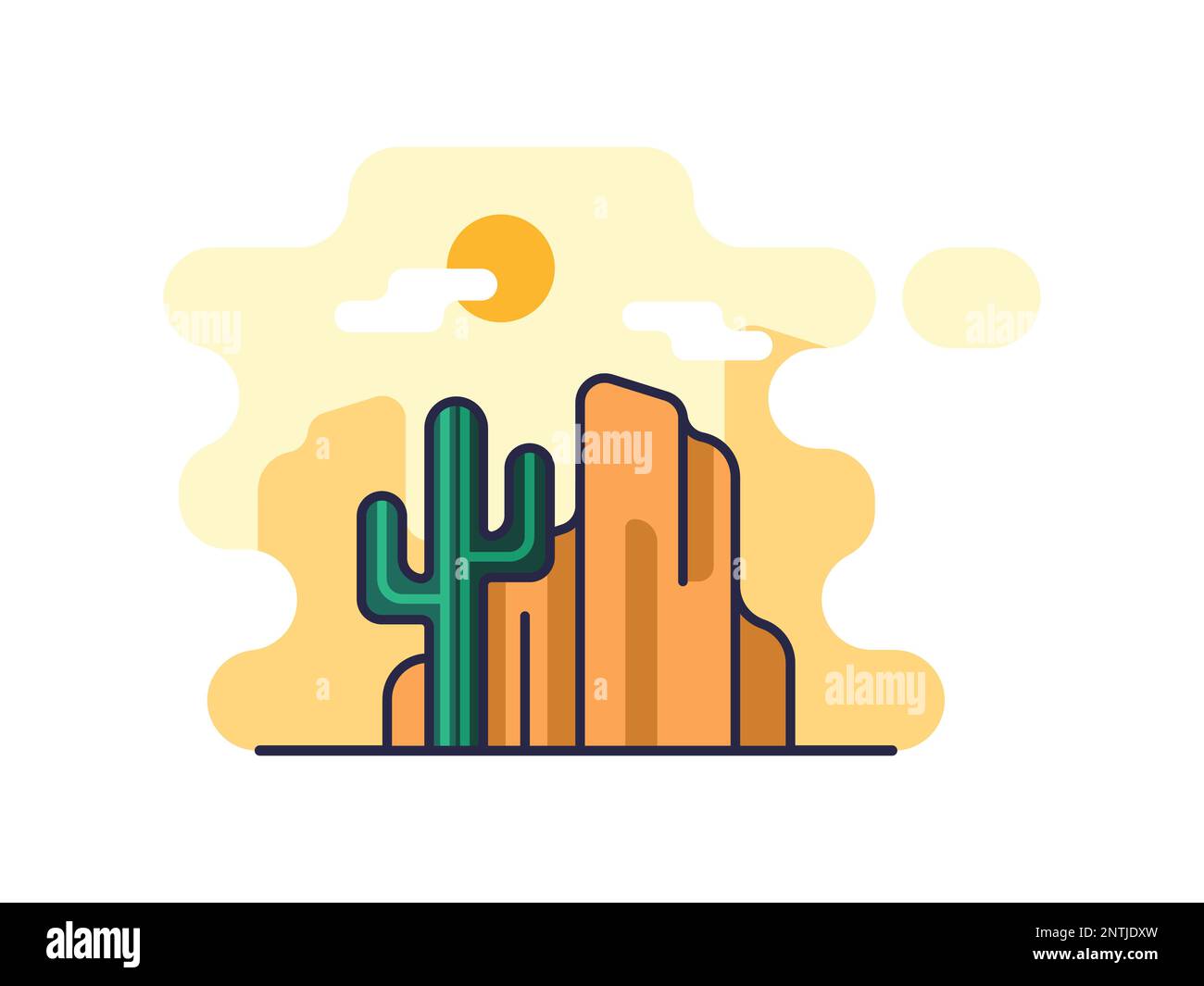 Illustration of a cactus icon, isolated on a white background. nature landscape. Stock Vector