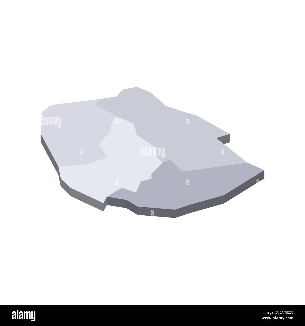 Eswatini political map of administrative divisions - regions. 3D isometric blank vector map in shades of grey. Stock Vector