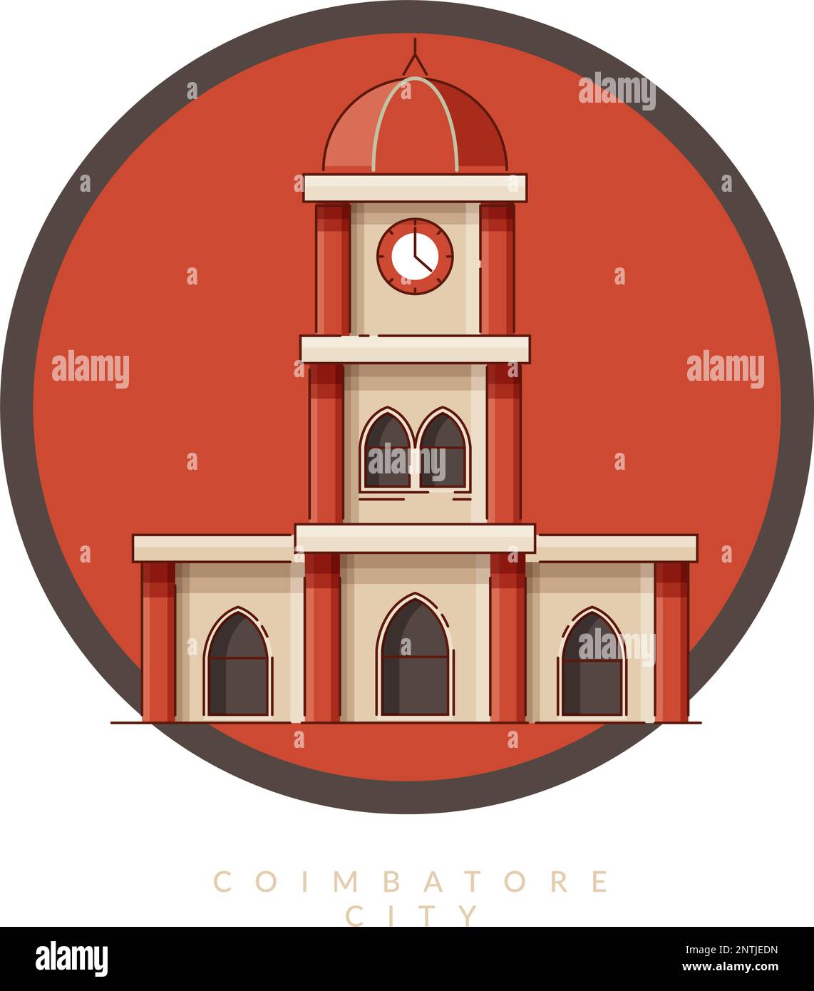 coimbatore city clock tower icon illustration as eps 10 file 2NTJEDN
