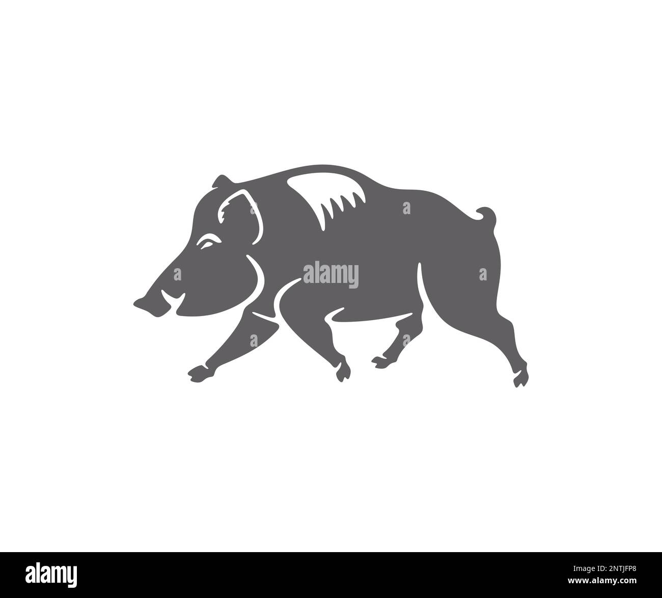 Wild boar, boar, pig, piglet and piggy, silhouette and graphic design. Animal, hog, beast, nature, wild nature and wildlife, vector design Stock Vector