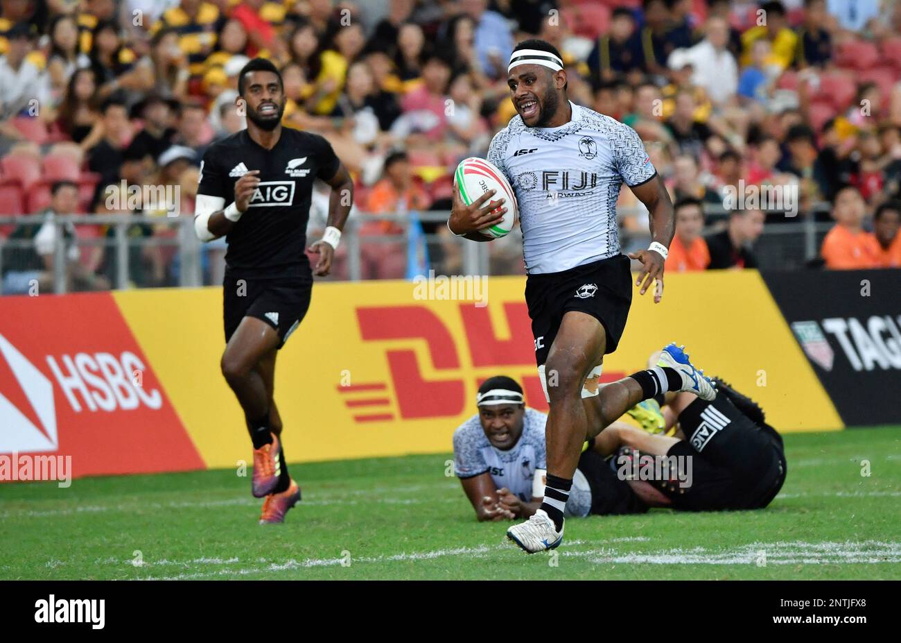 Fiji's Vilimoni Botitu runs in to score in his sides 195 victory