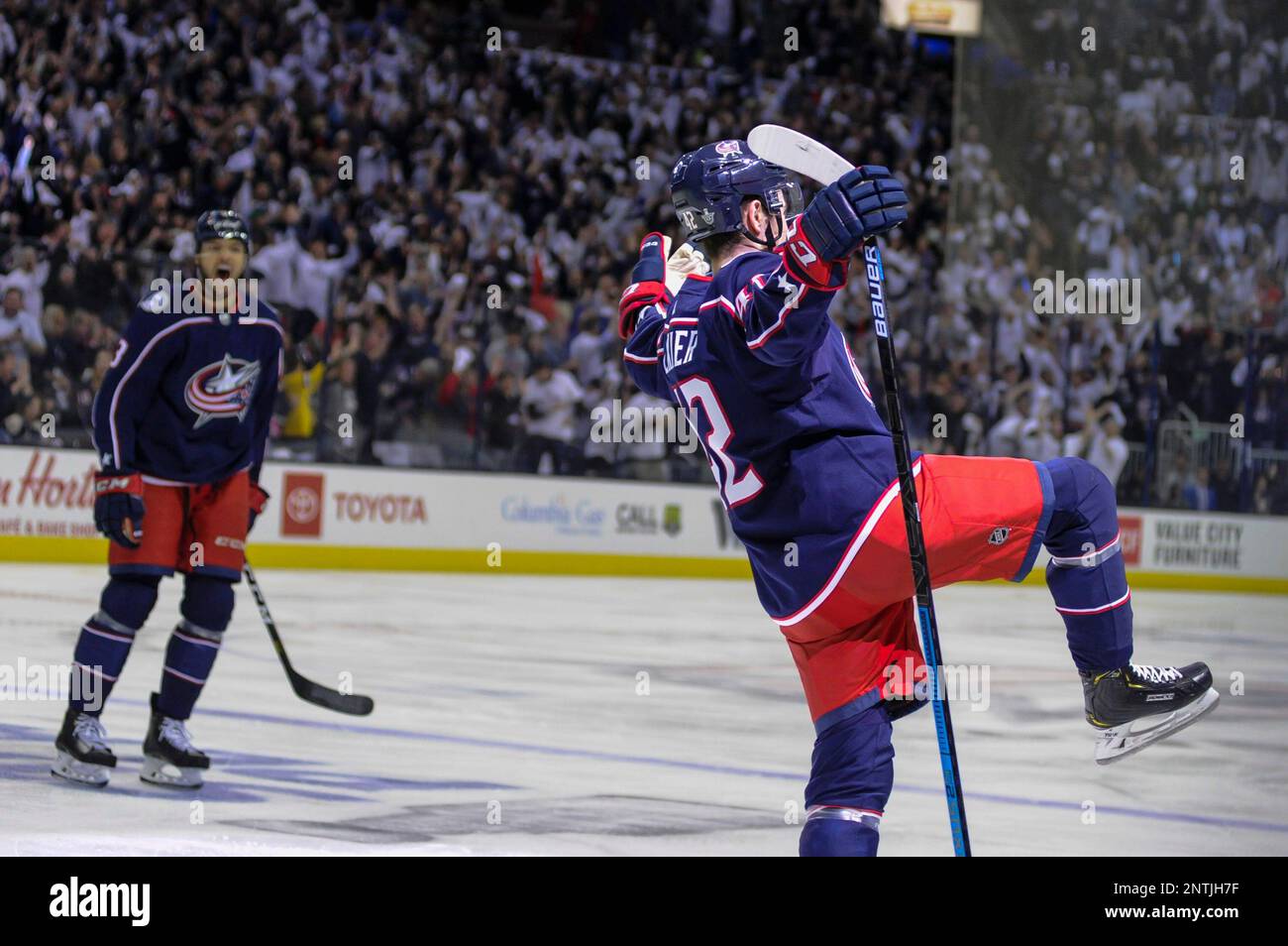 Sunday, April 16, 2019: Columbus Blue Jackets left wing Artemi Panarin (9)  in the first period of game 4 in the first round of the 2019 Stanley Cup  Playoffs between the Tampa