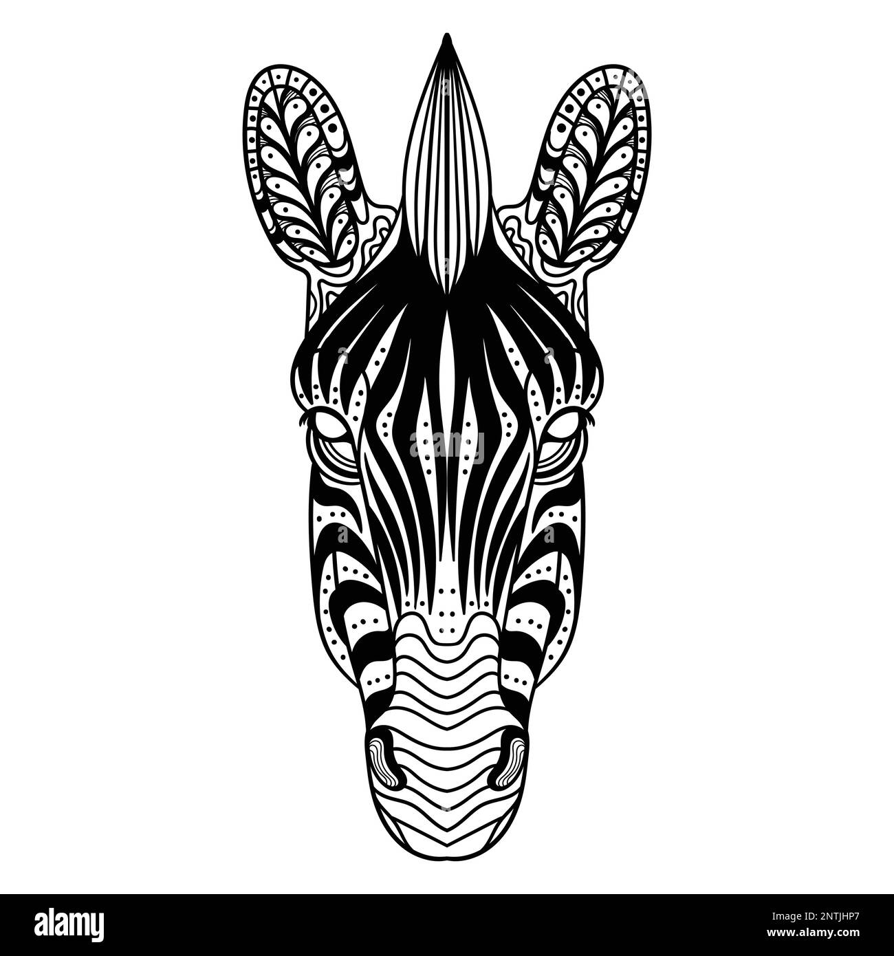 Zebra head mandala zentangle coloring page illustration for your