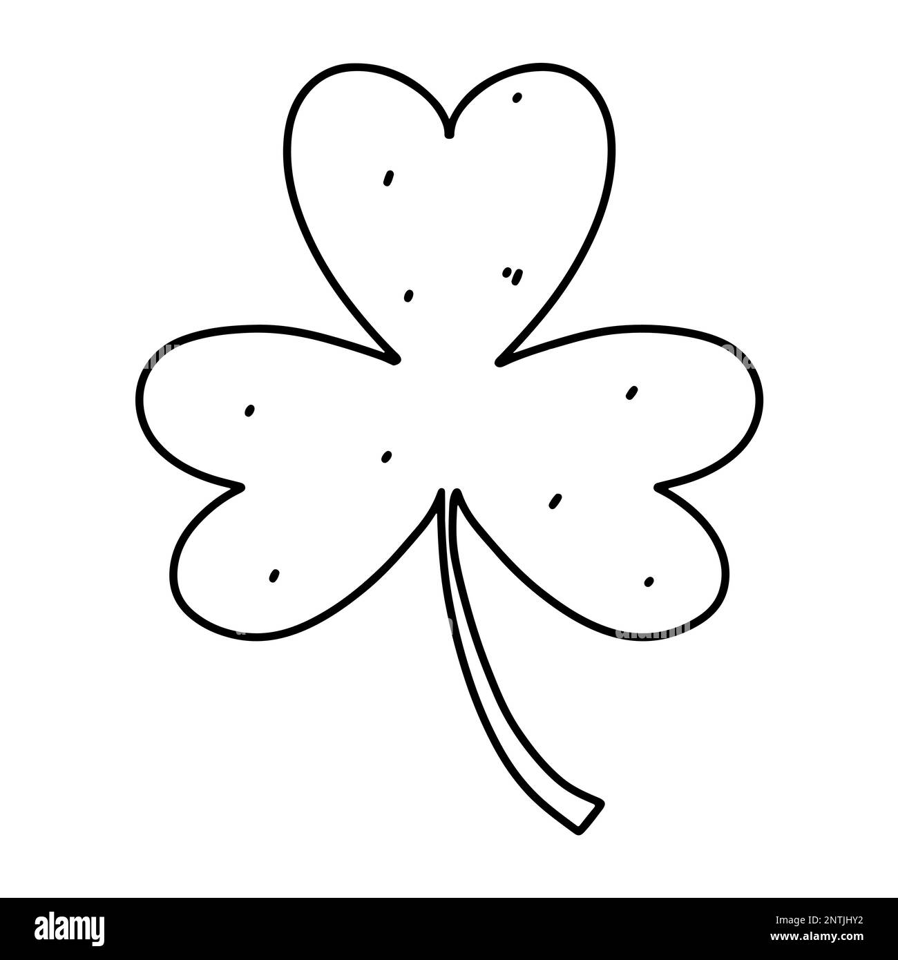 Clover leaf in hand drawn doodle style. Cute plant icon. isolated on