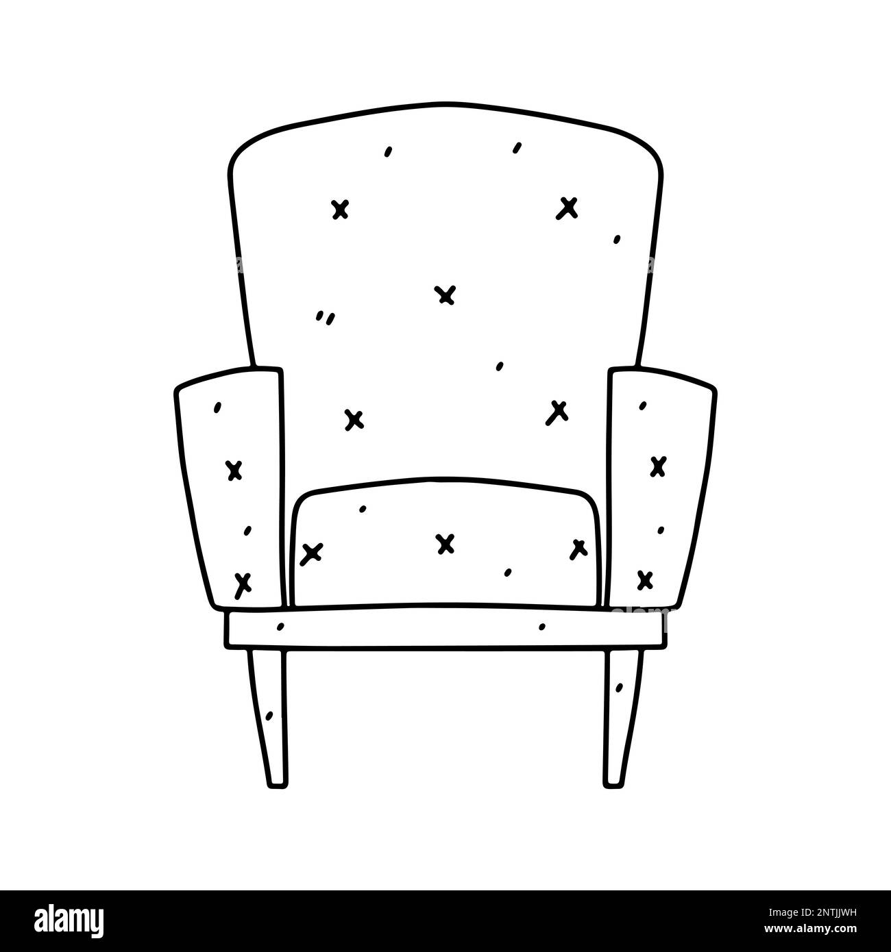 Cute armchair in hand drawn doodle style. Vector illustration for cards ...