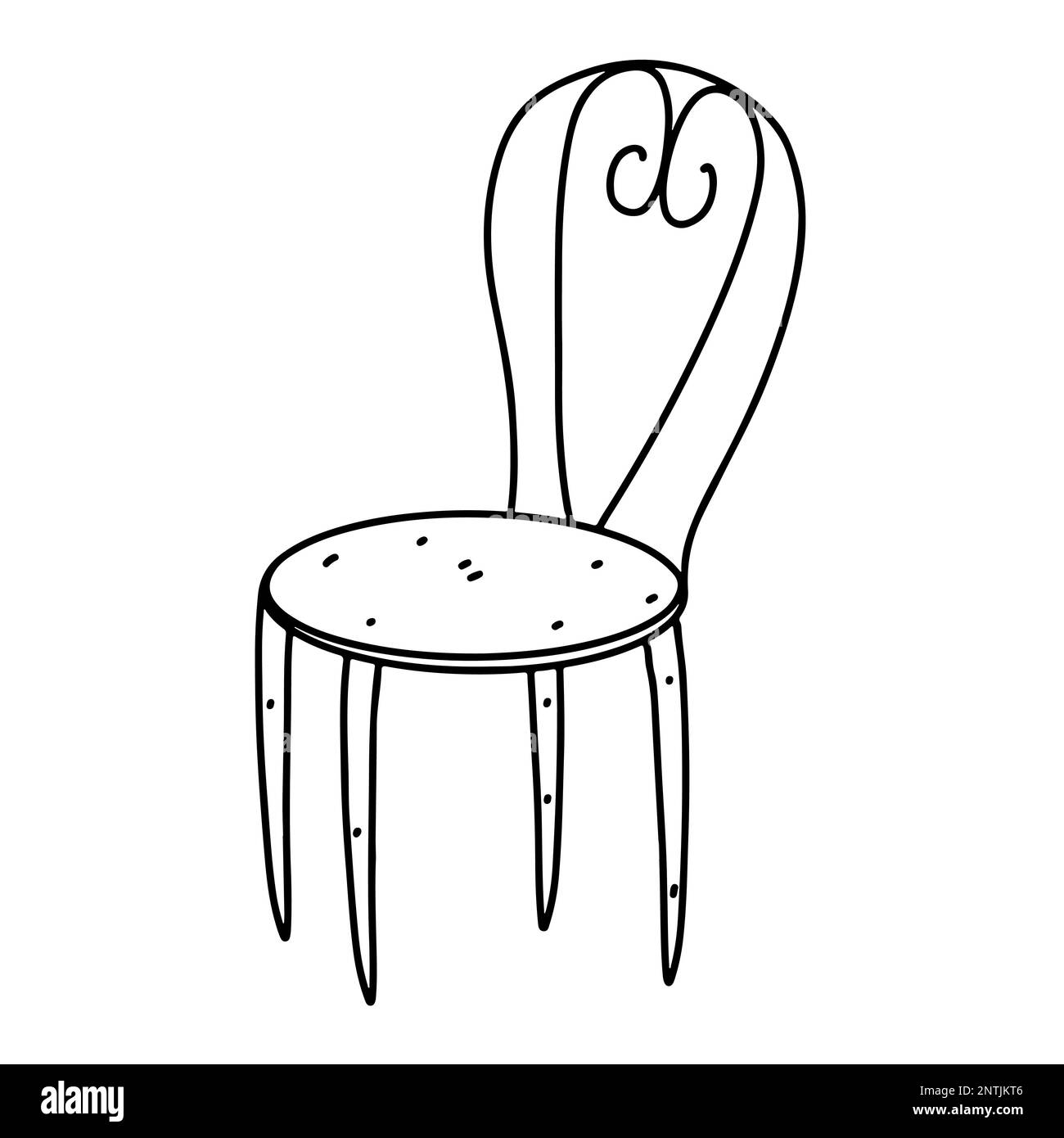 Vintage chair in hand drawn doodle style. Vector sketch illustration