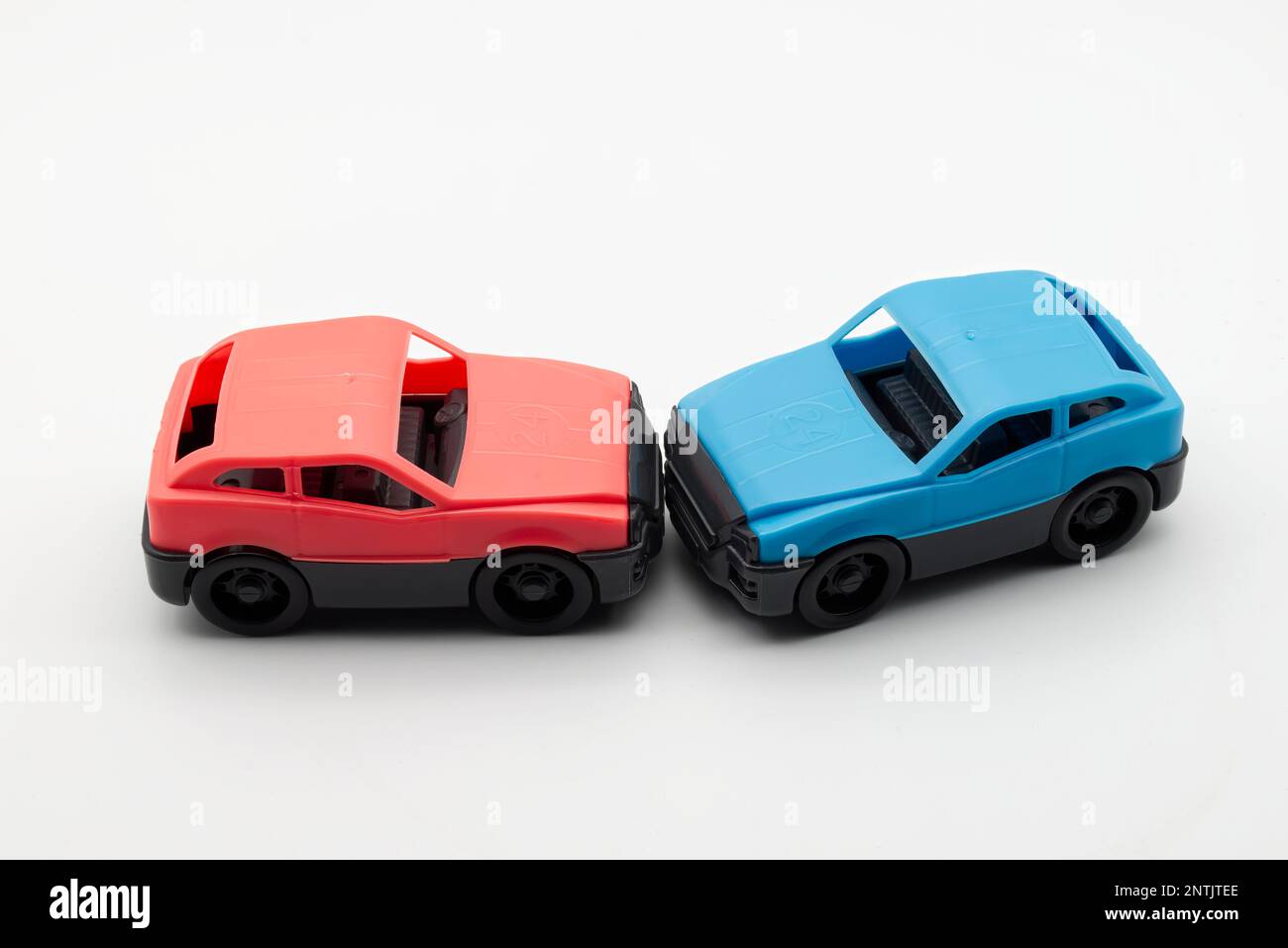 Car accident scene isolated on white background. Car crash concept