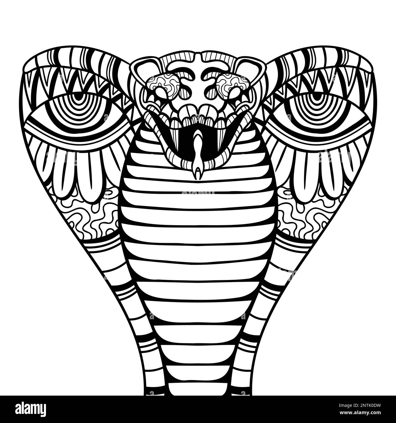 Snake cobra mandala zentangle coloring page illustration for your company or brand Stock Vector