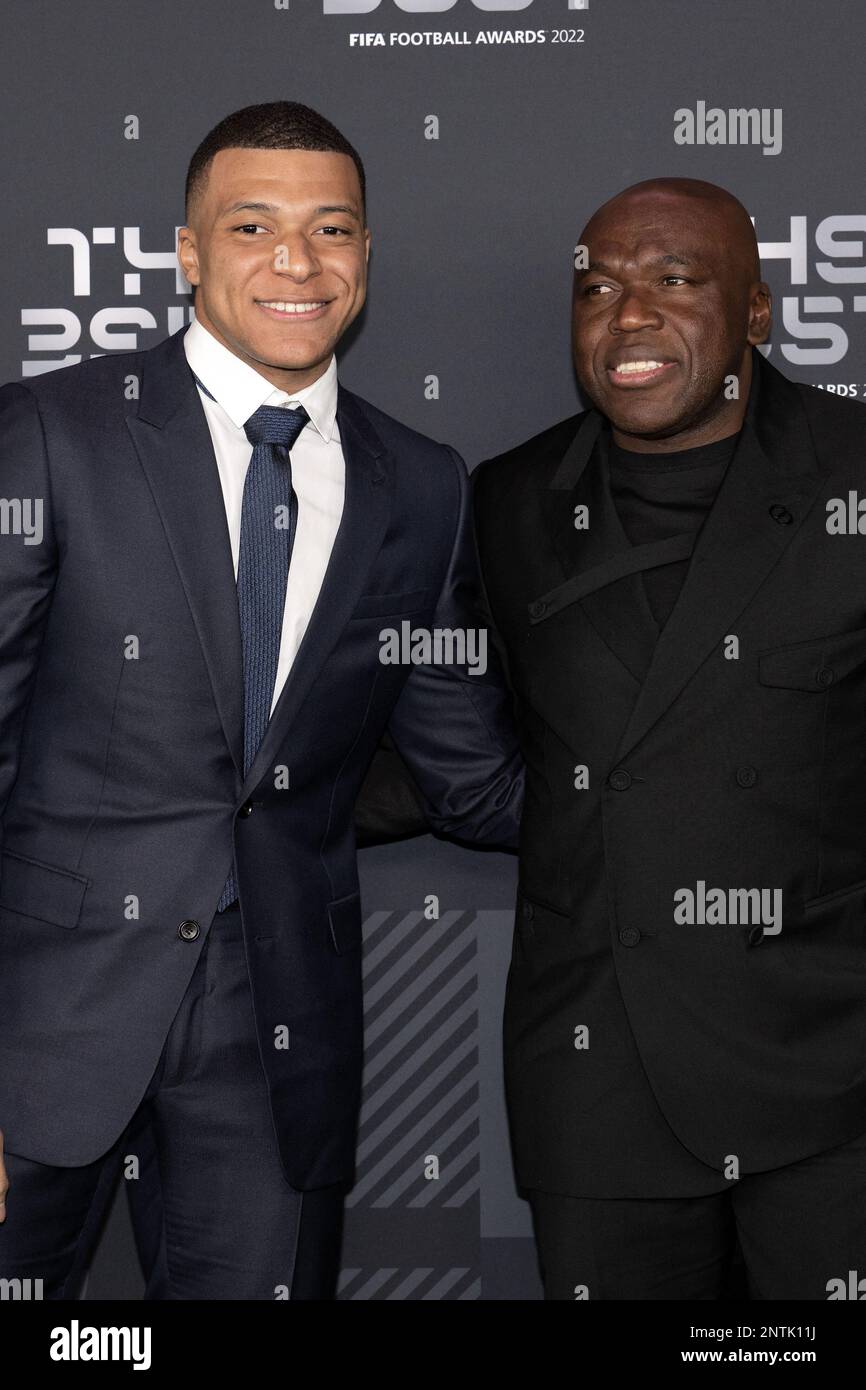 Kylian Mbappe of PSG and his father Wilfried Mbappe arrive at the Best FIFA Football Awards ceremony, on February 27, 2023 in Paris, France Photo by David Niviere/ABACAPRESS.COM Stock Photo