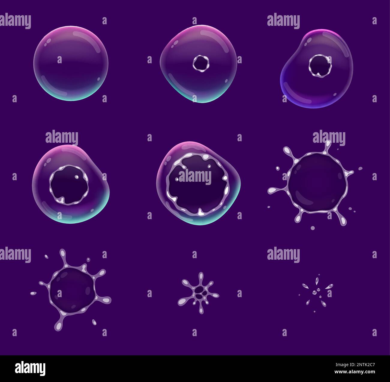 Animated bubble burst. Game sprite animation. Soap sphere animated
