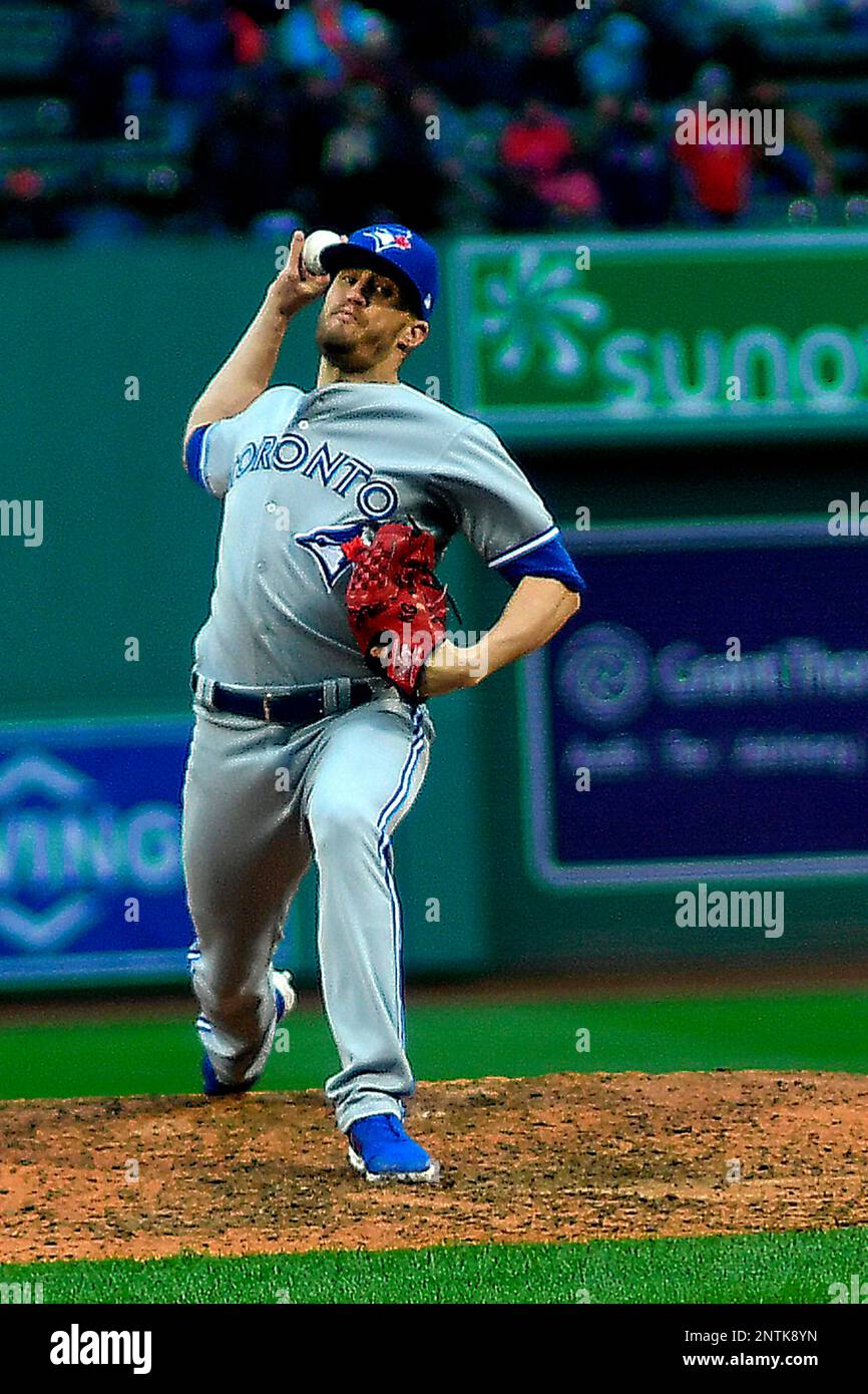 April 9, 2019 - Boston, MASSACHUSETTS, U.S - Toronto Blue Jays closer, K  GILES, strikes out Mookie Betts in the ninth inning to end the game. The  Toronto Blue Jays defeated the