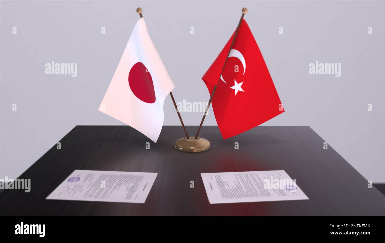 Turkey And Japan National Flags, Political Deal, Diplomatic Meeting ...