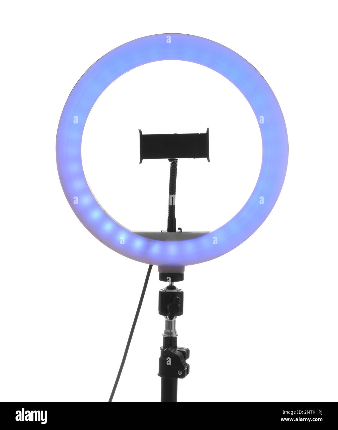 Tripod with ring light isolated on white Stock Photo - Alamy