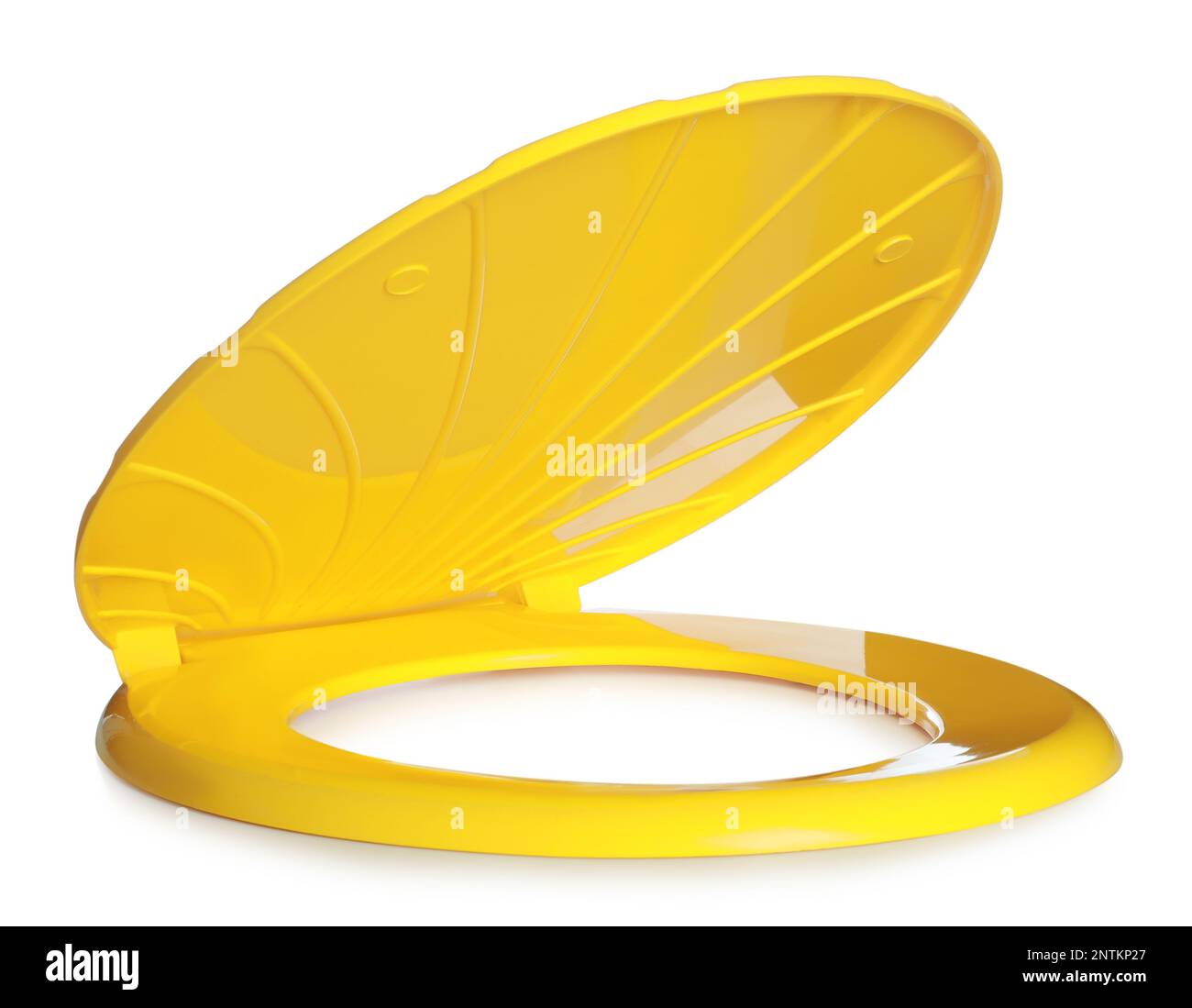 New yellow plastic toilet seat isolated on white Stock Photo Alamy