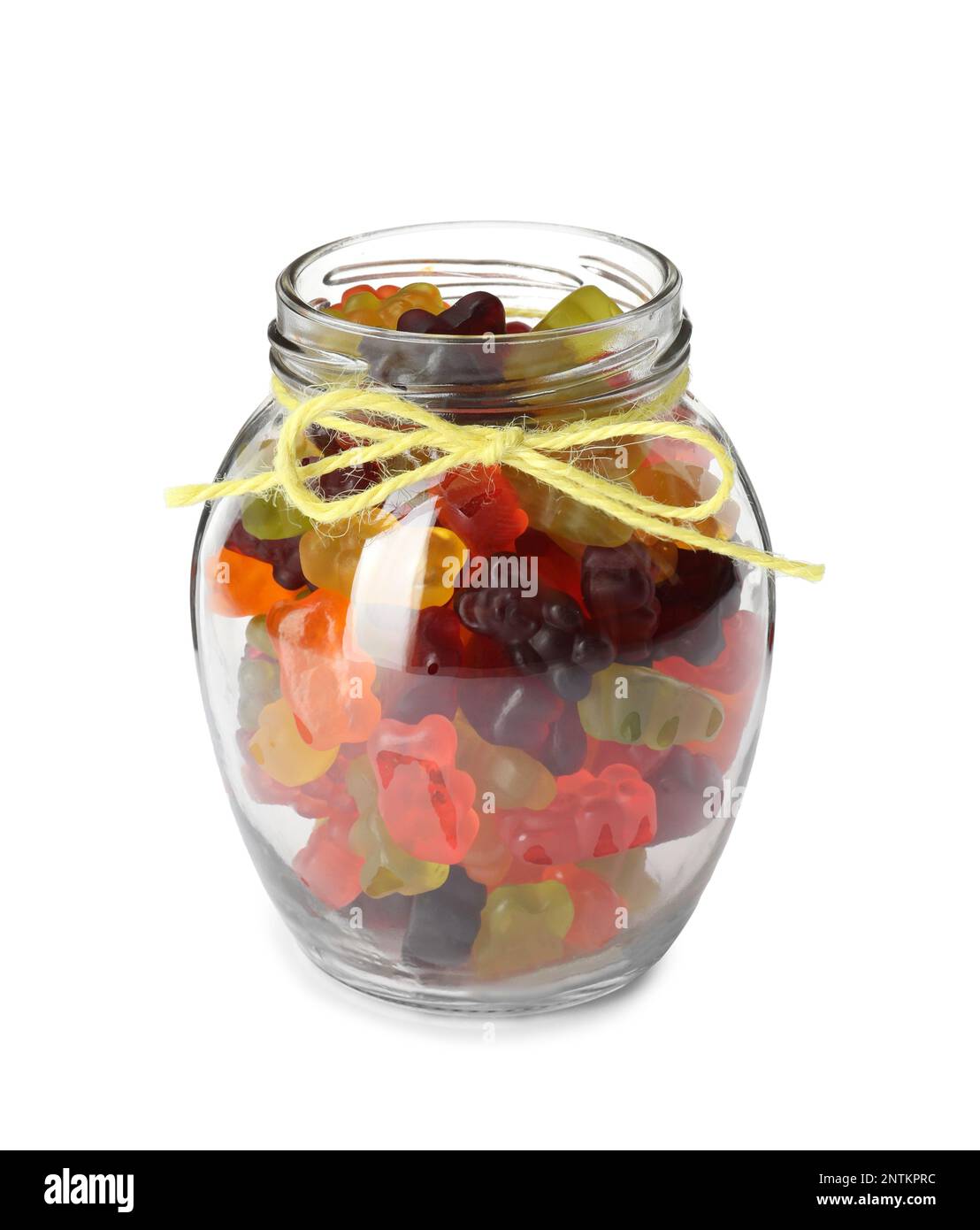 Delicious gummy bear candies in jar isolated on white Stock Photo Alamy