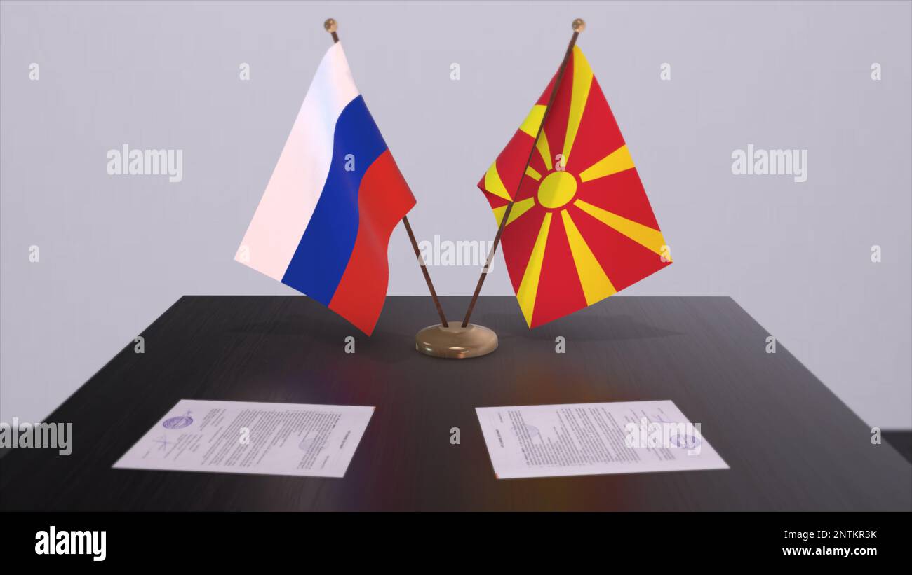 North Macedonia And Russia National Flag, Business Meeting Or Diplomacy ...