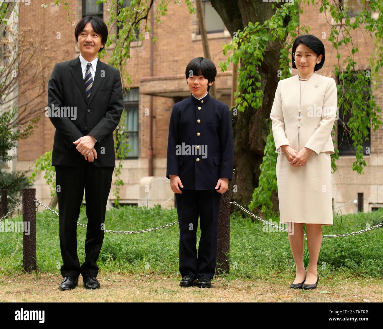 Japan's Prince Hisahito accompanied by his father Prince Akishino and