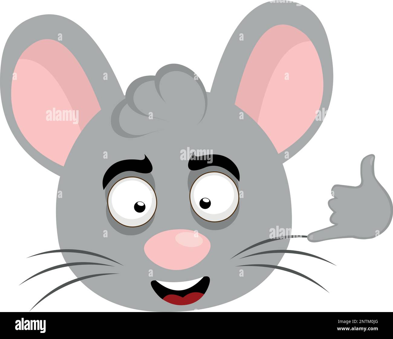 vector illustration face of a cartoon mouse with a cheerful expression, making a call me phone or shake gesture with his hand Stock Vector