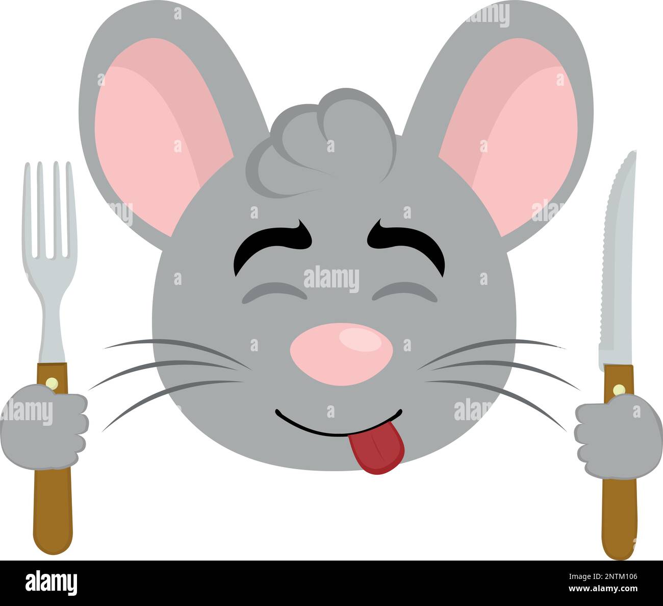 vector illustration face of a cartoon mouse with an expression of yummy