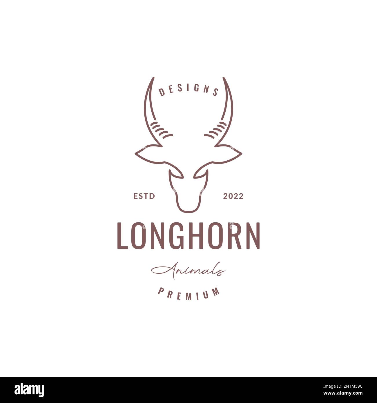 savanna animal deer long horn herbivore hipster lines art logo design vector icon illustration ...