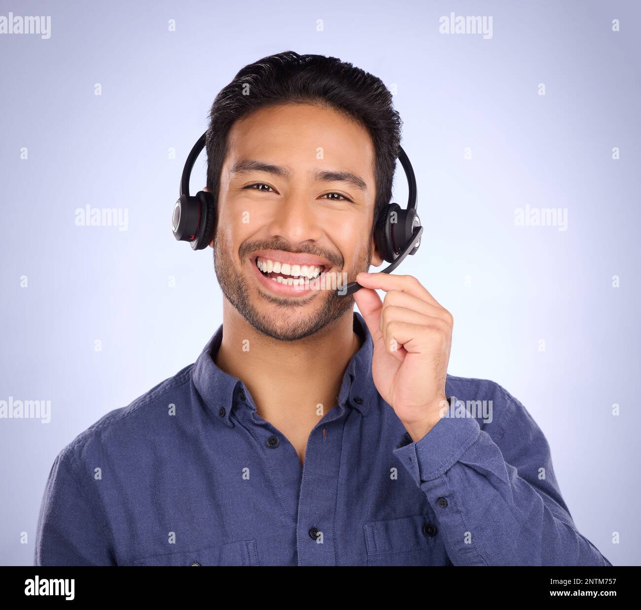 Happy, call center and smile with portrait of man for customer service