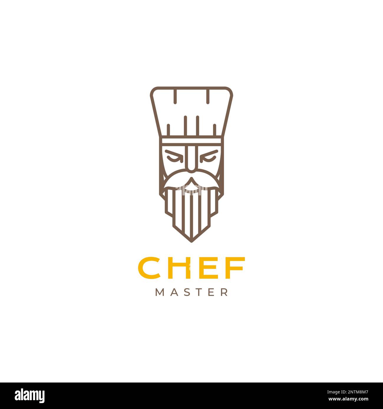 old guy long bearded mustache hat chef master line minimal mascot