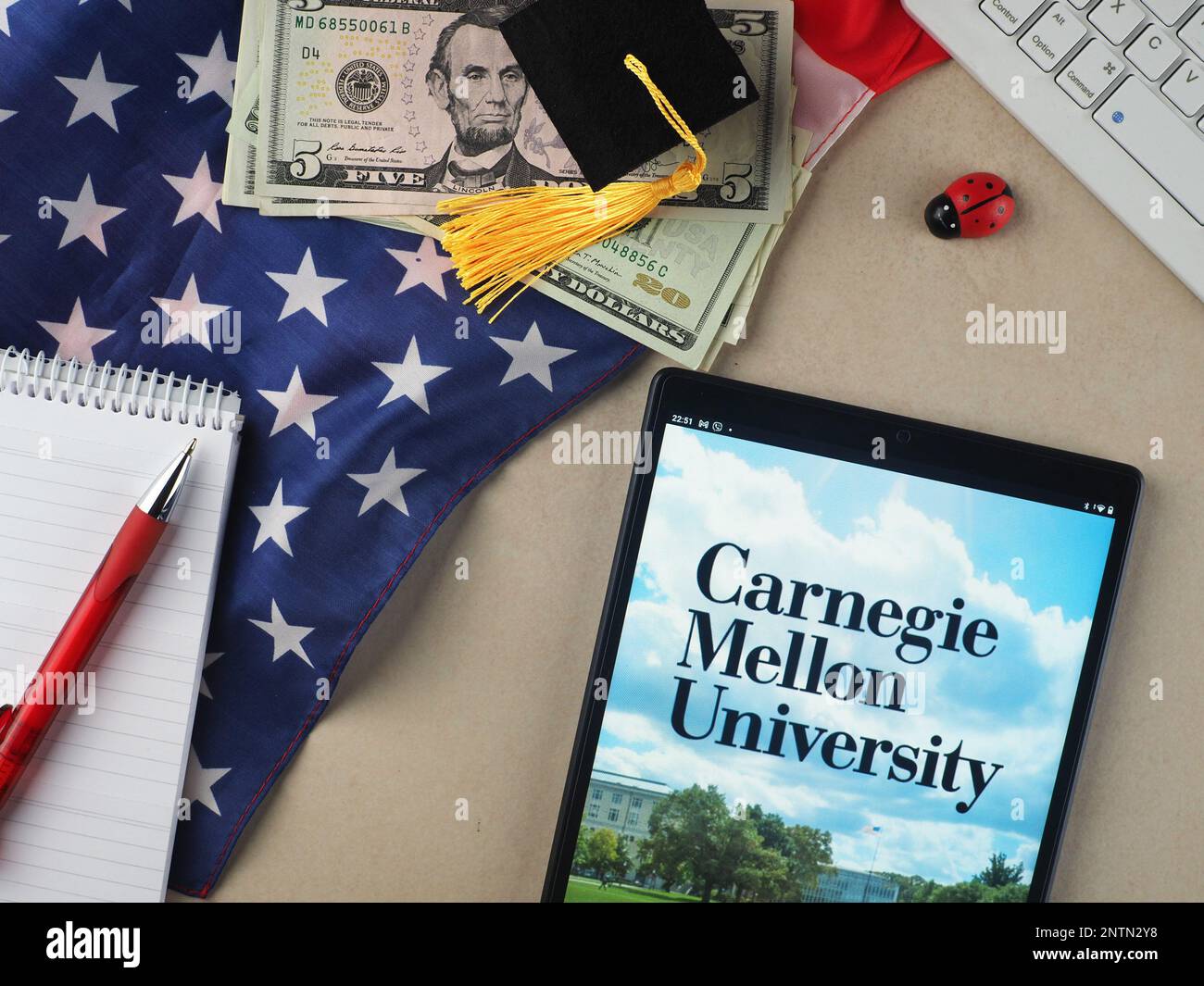 IIn this photo illustration, Carnegie Mellon University logo seen