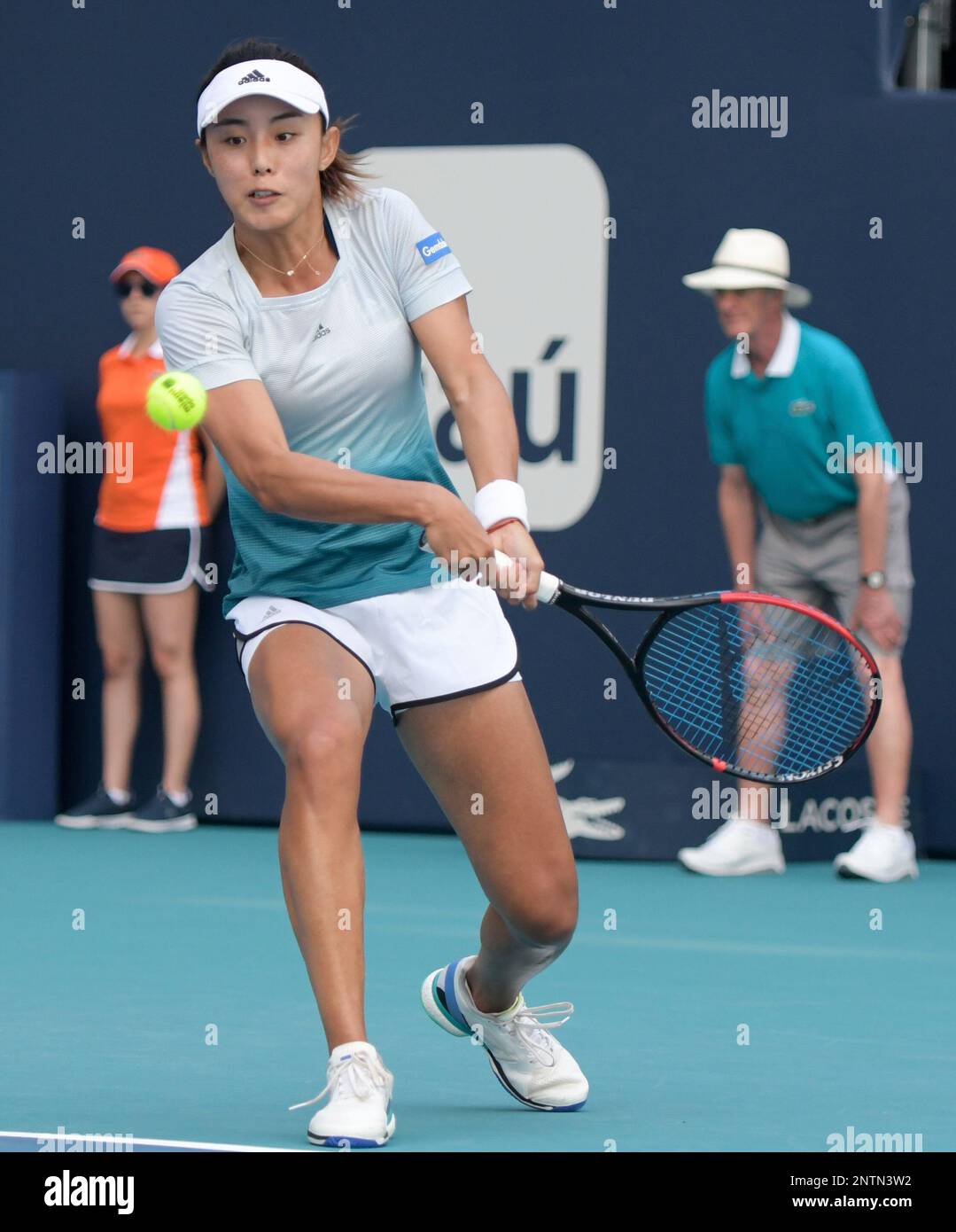 March 27, 2019: Qiang Wang (CHN) is defeated by Simona Halep (ROU) 4-6,  5-7, at the Miami Open being played at Hard Rock Stadium in Miami, Florida.  ©Karla Kinne/Tennisclix 2010/CSM(Credit Image: ©