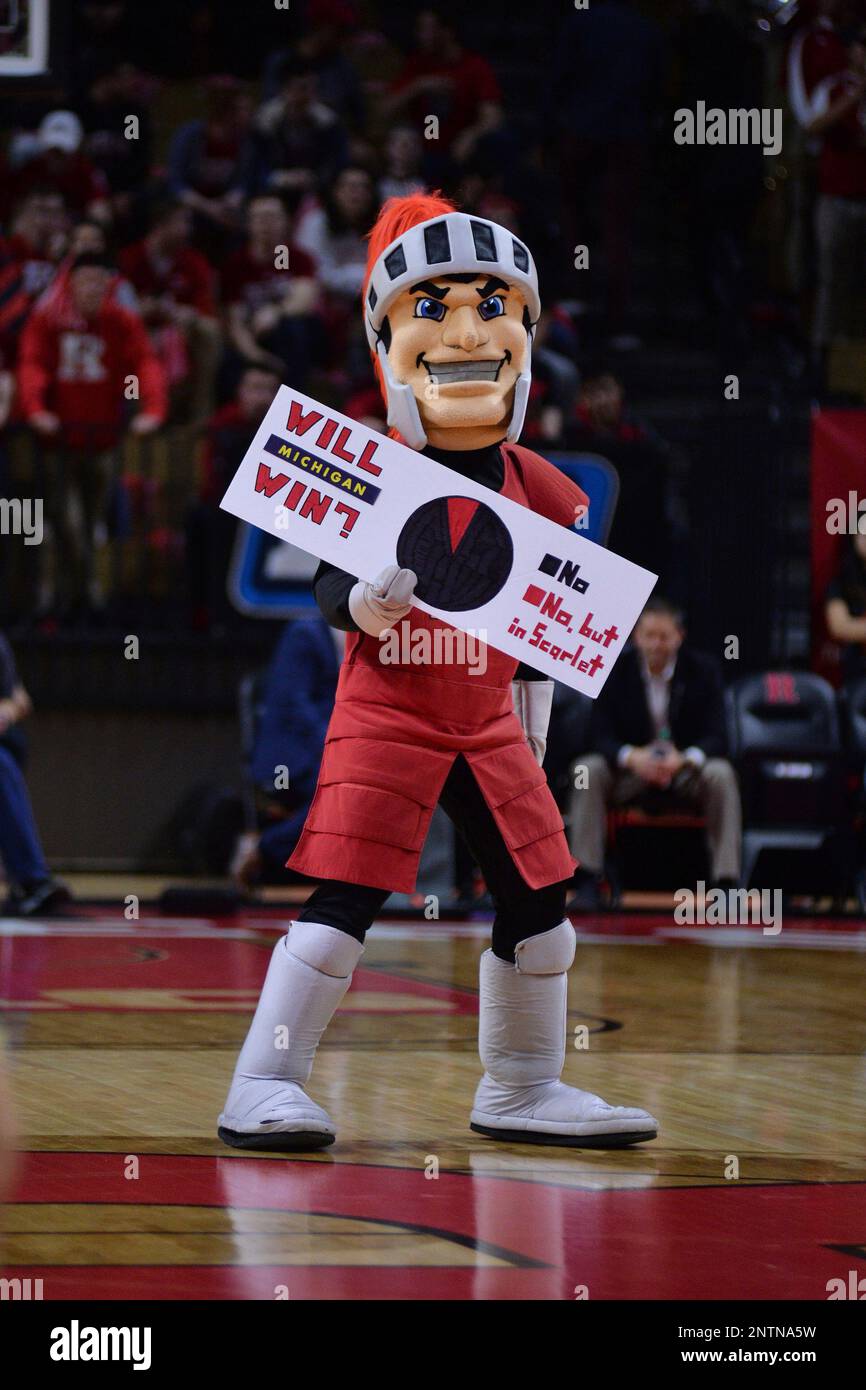 Rutgers University Scarlet Knights Mascot during Mens College basketball  game against the University of Michigan Wolverines played at The Rac in  Piscataway, New Jersey on February 5, 2019. Michigan defeated Rutgers  77-65. (
