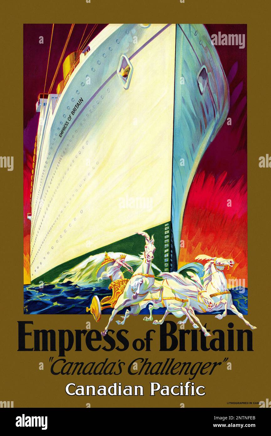 Empress of Britain. Canada's challenger. Artist unknown. Poster published in 1931 in Canada. Stock Photo