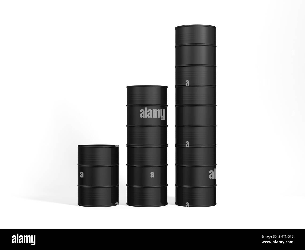 Oil barrels isolated on white background. Chart. 3d illustration Stock