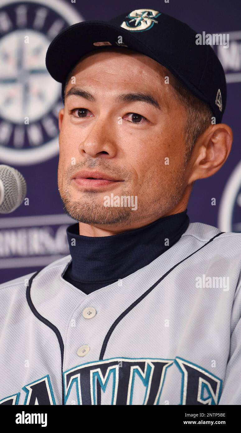 Seattle Mariners Ichiro Suzuki A Japanese Professional Baseball Player Attends A Press