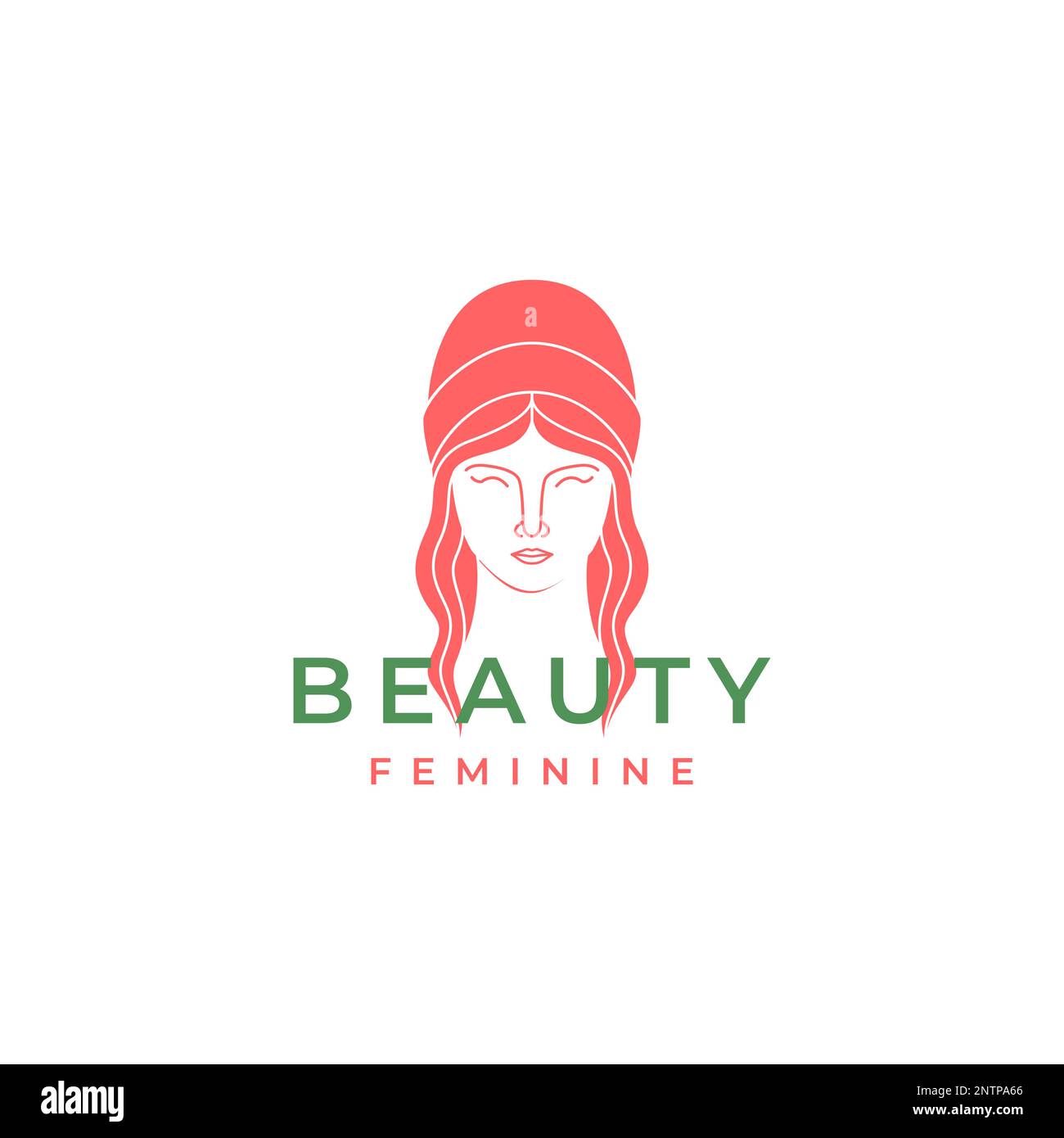 cool beauty female long hair with headgear modern logo design icon ...