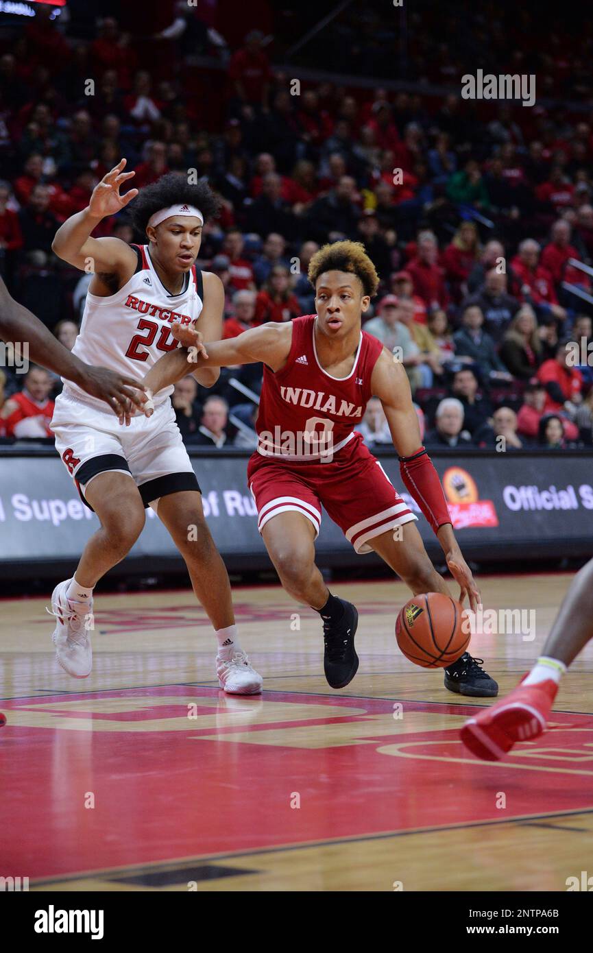 University of Indiana Hoosiers Guard Romeo Langford (0) during Mens College  basketball game against the Rutgers University Scarlet Knights played at  The Rac in Piscataway, New Jersey on January 30, 2019. Rutgers