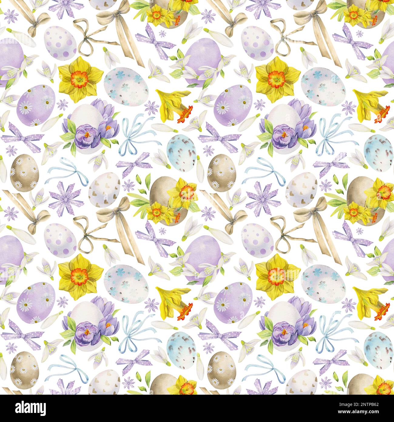 Watercolor hand drawn Easter celebration clipart. Seamless pattern with ...