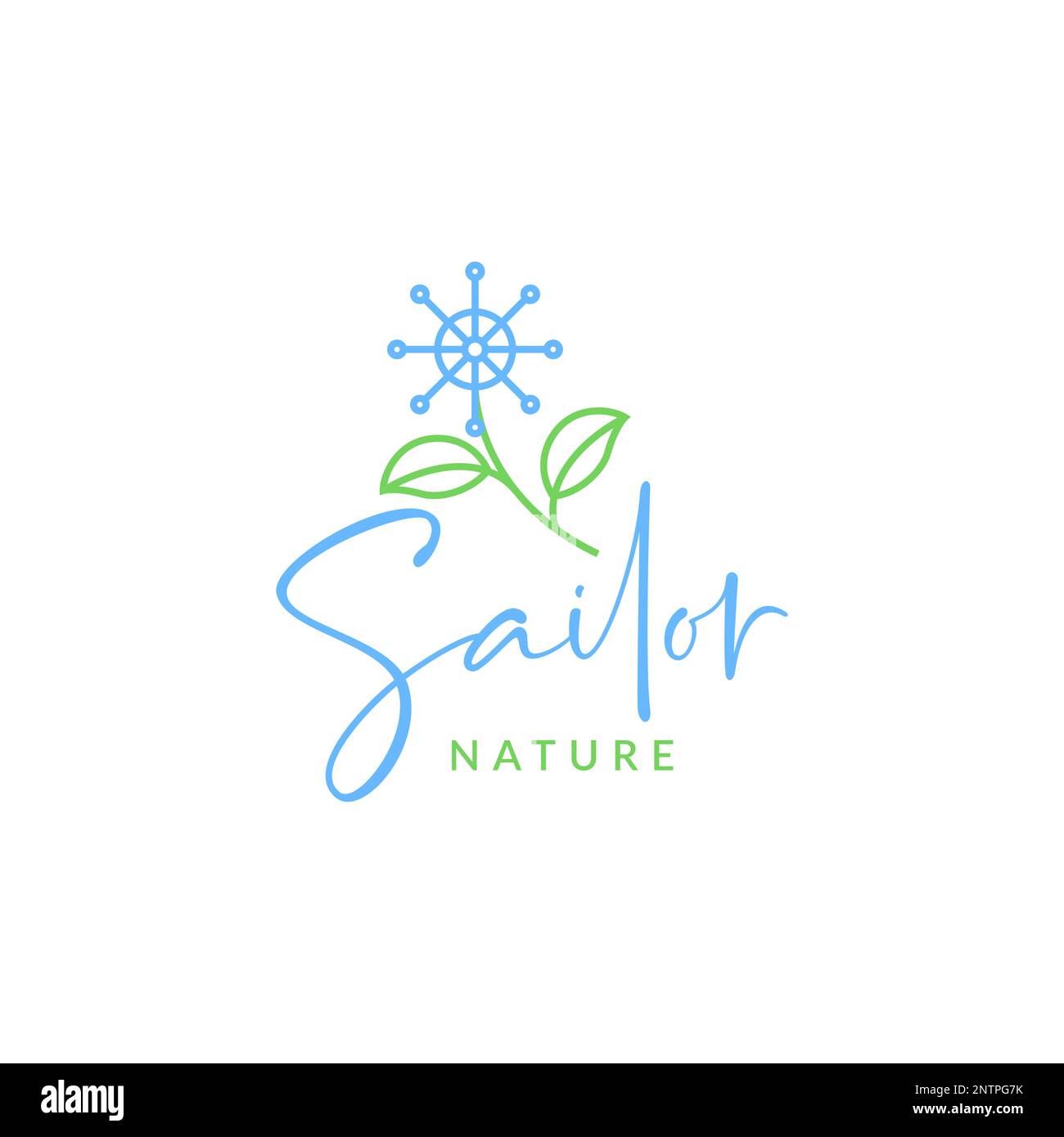 plant flower sailor boat feminine minimalist logo design vector icon illustration Stock Vector