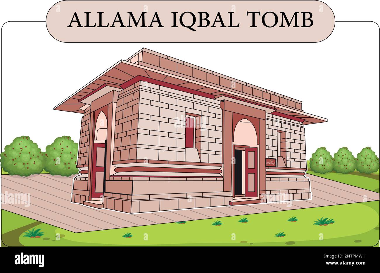 allama iqbal tomb, poet tombe, poet Pakistan Stock Vector