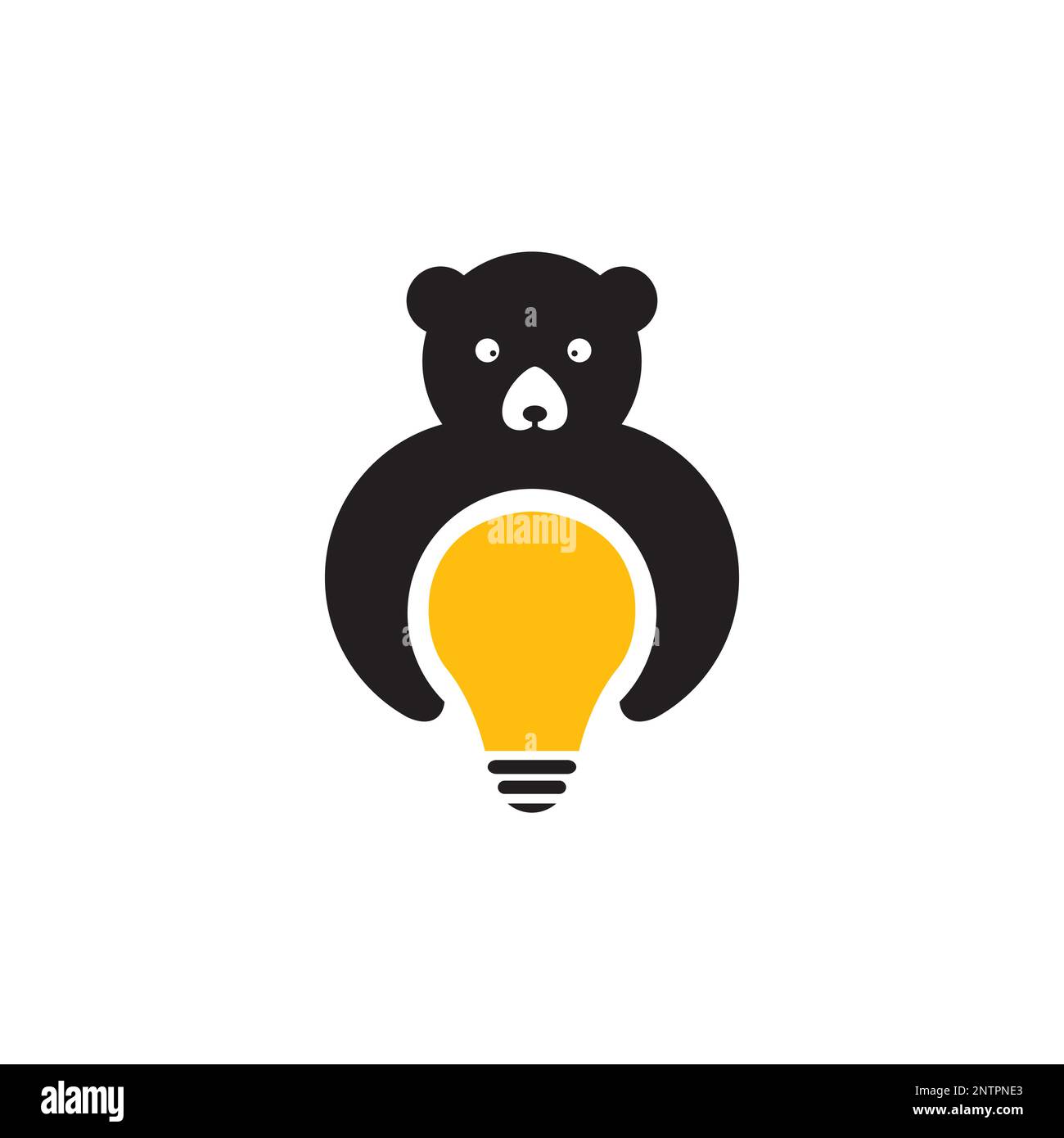 honey bear hold bulb lamp lighting ideas creative logo design vector