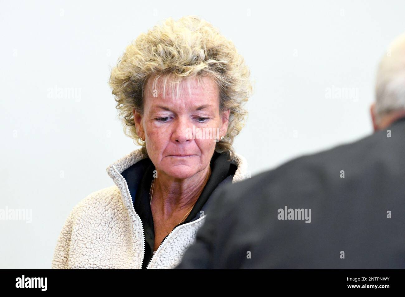 Stacey L. Vaillancourt, 53, of Rutland, Vt., is brought in to Rutland