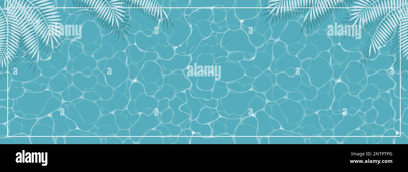 Vector Rippled Swimming Pool With Palm Leaves Abstract Background ...