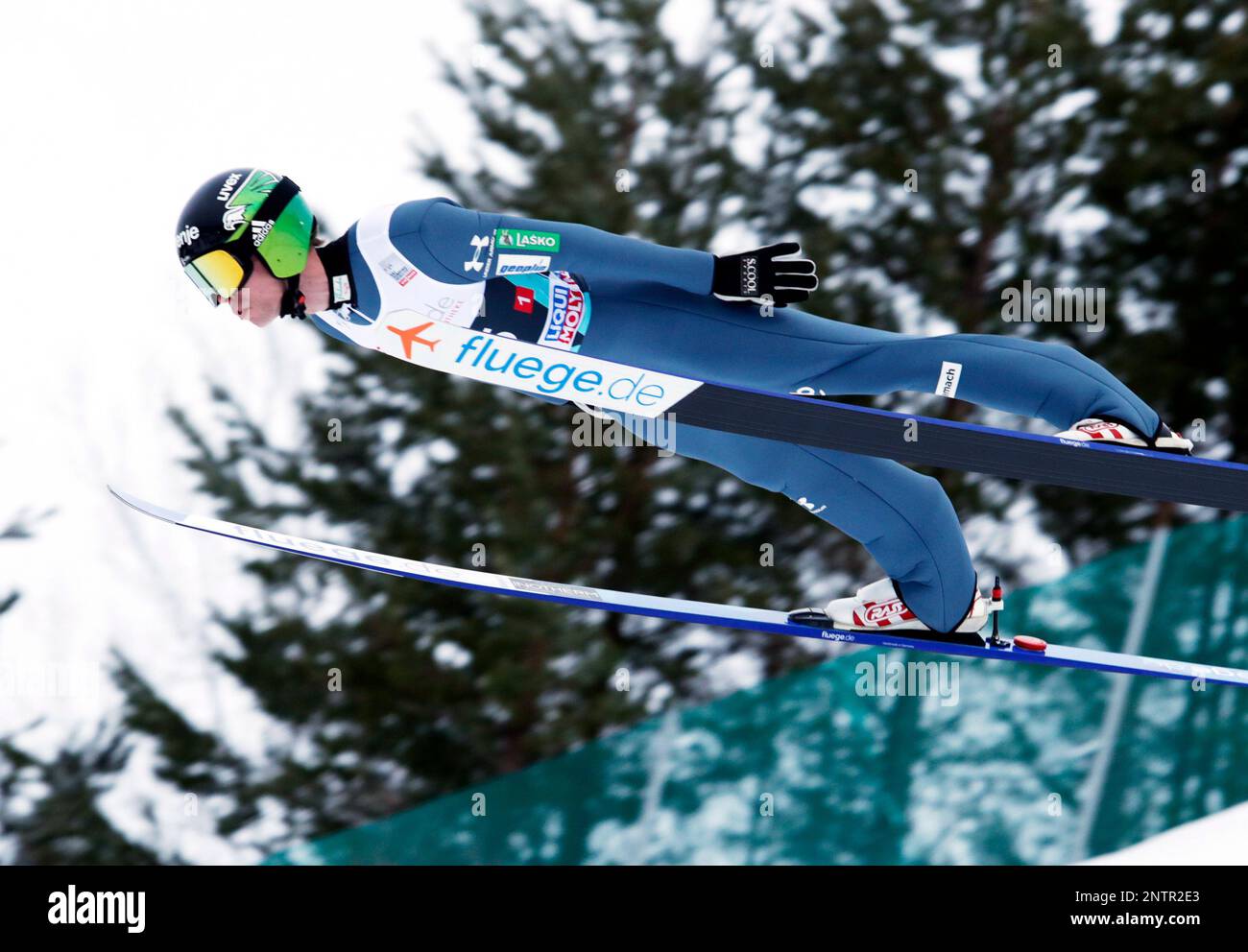 Anze Semenic from Slovenia in action during the World Cup ski jump team (HS240) in Vikersund, Norway, Saturday, March 16, 2019