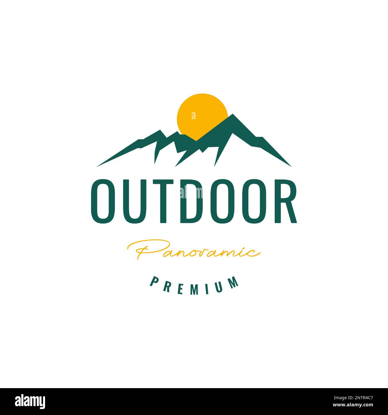 mountain high hill peak sunset panoramic vintage simple logo design